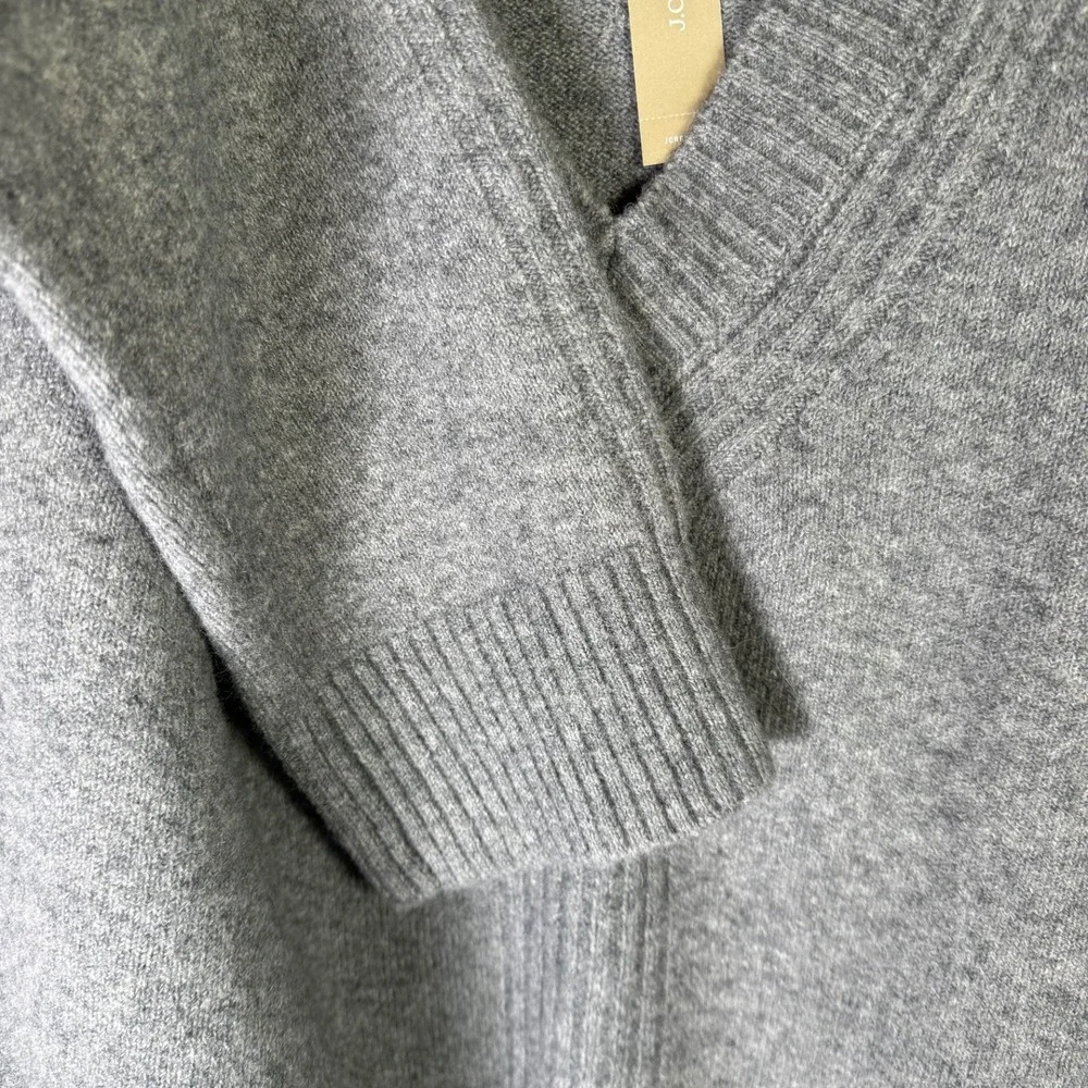 J.Crew Mens Merino Wool Alpaca V-Neck Sweater Gray CE717 Size L NWT Snag
